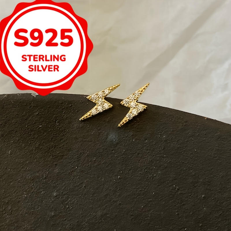 Tiny Lightning Zirconia 925 Silver Stud Earrings